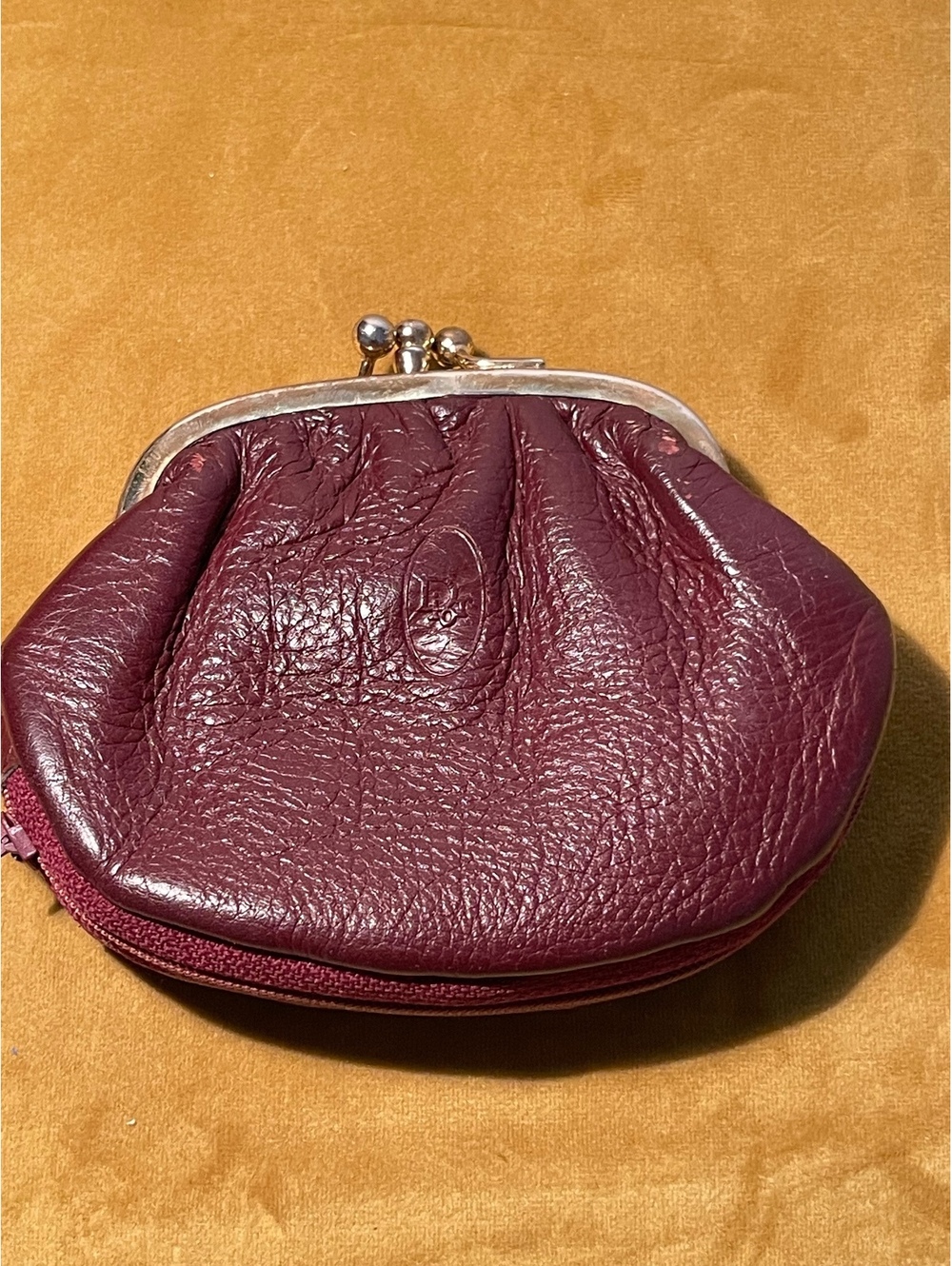 Vintage Christian Dior Burgundy Leather Coin Purse